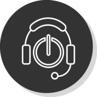 écouteurs ligne ombre cercle icône conception vecteur