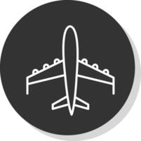 avion ligne ombre cercle icône conception vecteur