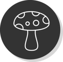 champignon ligne ombre cercle icône conception vecteur