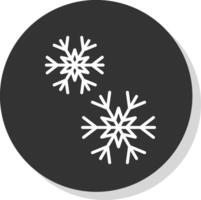flocons de neige ligne ombre cercle icône conception vecteur