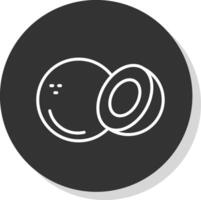noix de coco ligne ombre cercle icône conception vecteur