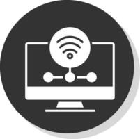 Wifi serveur glyphe ombre cercle icône conception vecteur