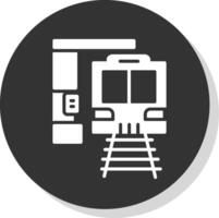 train station glyphe ombre cercle icône conception vecteur