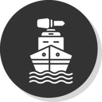 bateau glyphe ombre cercle icône conception vecteur