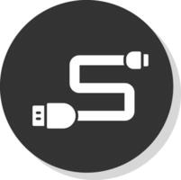 USB câble glyphe ombre cercle icône conception vecteur