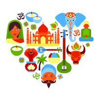 Inde symboles coeur vecteur