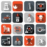 hacker icons set flat vecteur