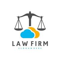 modèle vectoriel de logo de justice cloud, concepts de conception de logo de cabinet d'avocats créatifs