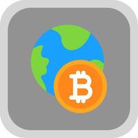 bitcoin monde plat rond coin icône conception vecteur