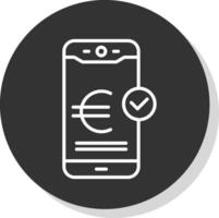 euro Payer ligne ombre cercle icône conception vecteur