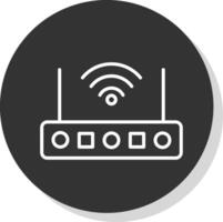 Wifi routeur ligne ombre cercle icône conception vecteur