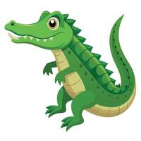 alligator plat style illustration, carton pose 2d style vecteur