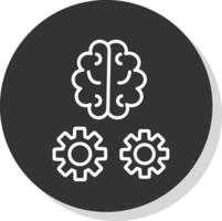 cerveau formation ligne ombre cercle icône conception vecteur