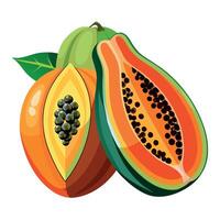 Papaye fruit plat style illustration vecteur