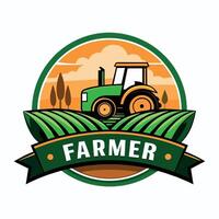 agriculteur logo illustration plat 2d style vecteur