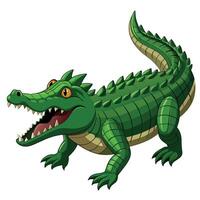 alligator plat style illustration, carton pose 2d style vecteur