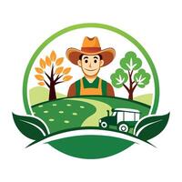 agriculteur logo illustration plat 2d style vecteur