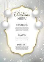 conception de menu de noël argent et or vecteur