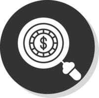 pièce de monnaie glyphe ombre cercle icône conception vecteur