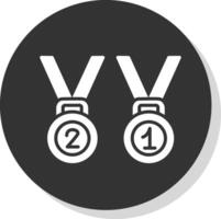 médailles glyphe ombre cercle icône conception vecteur