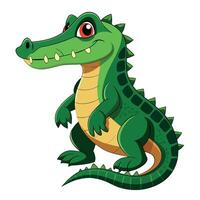 alligator plat style illustration, carton pose 2d style vecteur