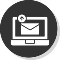 Envoi en cours email glyphe ombre cercle icône conception vecteur