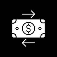 banque transfert glyphe inversé icône conception vecteur