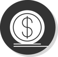 dollar pièce de monnaie glyphe ombre cercle icône conception vecteur