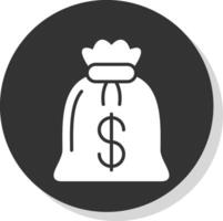 sac de argent glyphe ombre cercle icône conception vecteur
