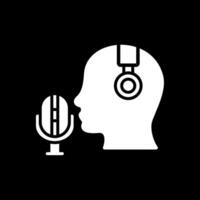microphone glyphe inversé icône conception vecteur