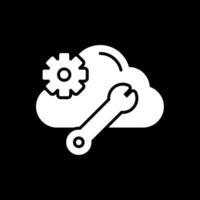 nuage l'informatique glyphe inversé icône conception vecteur