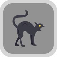 noir chat plat rond coin icône conception vecteur