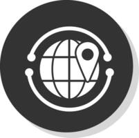 à l'échelle mondiale glyphe ombre cercle icône conception vecteur