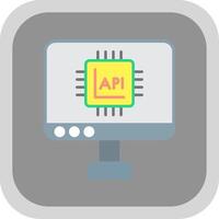 api interface plat rond coin icône conception vecteur