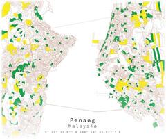 Penang, Malaisie, ville centre, Urbain détail des rues routes Couleur carte , élément modèle image vecteur