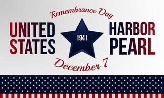 fond du jour du souvenir de Pearl Harbor. 7 décembre. modèle de bannière, carte de voeux ou affiche. avec étoile, icône d'ancre et drapeau national des États-Unis. illustration vectorielle premium vecteur