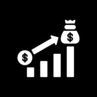 argent croissance glyphe inversé icône conception vecteur