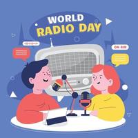 concept de la journée mondiale de la radio vecteur