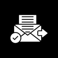 envoyer courrier glyphe inversé icône conception vecteur