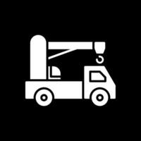 grue un camion glyphe inversé icône conception vecteur
