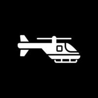 hélicoptère glyphe inversé icône conception vecteur
