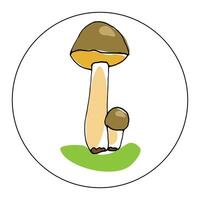 Couleur illustration de une champignon sur une blanc Contexte dans une cercle. vecteur