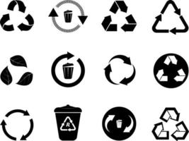 flèche de recyclage dans l'icône d'édition noire vecteur