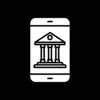 mobile bancaire glyphe inversé icône conception vecteur
