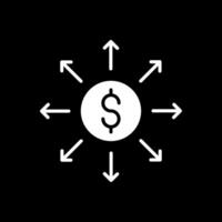 dollar réseau glyphe inversé icône conception vecteur