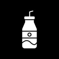 un soda bouteille glyphe inversé icône conception vecteur