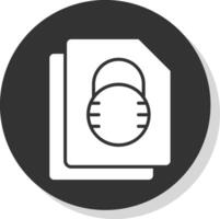 Sécurité fichier fermer à clé glyphe ombre cercle icône conception vecteur