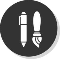 stylo glyphe ombre cercle icône conception vecteur