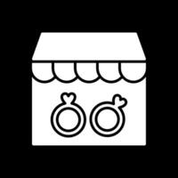 anneaux magasin glyphe inversé icône conception vecteur