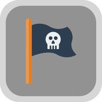 pirate drapeau plat rond coin icône conception vecteur